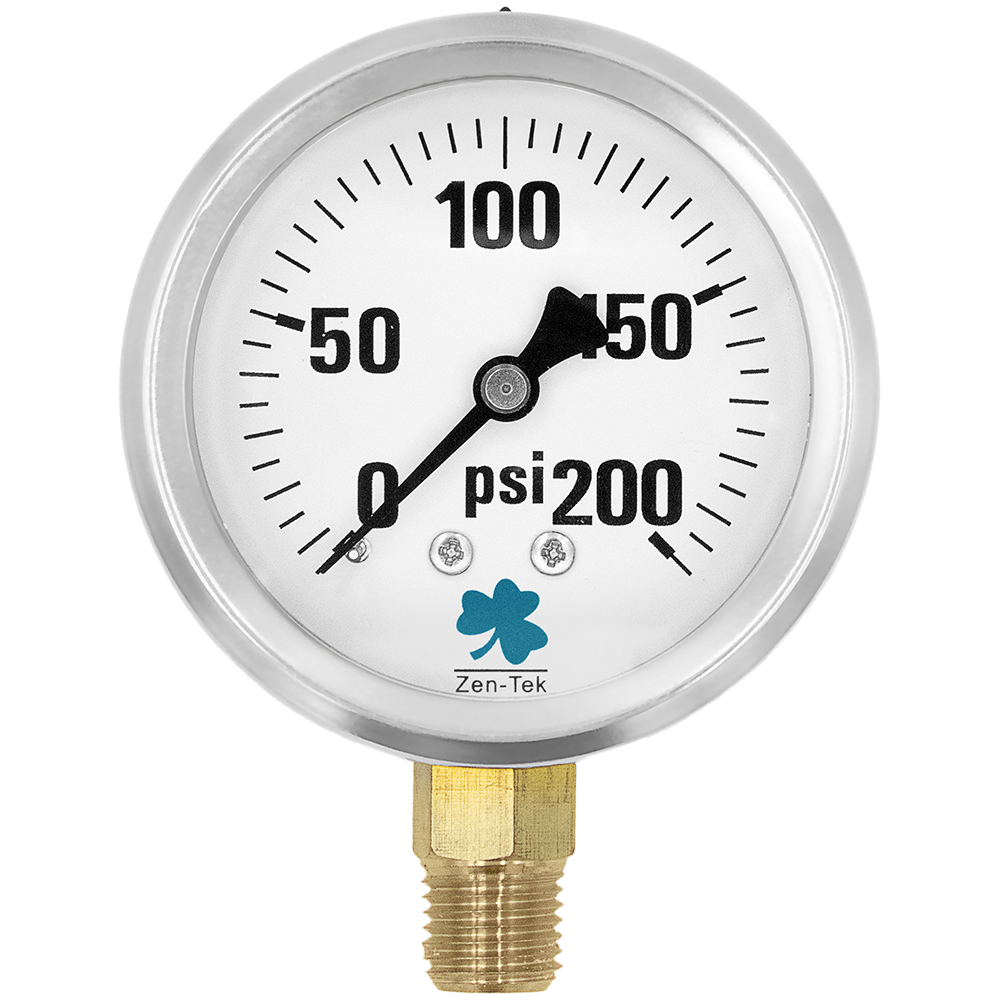 Zenport Zen-Tek Pressure Gauge LPG200 Liquid Glycerin Filled Pressure Gauge, 0-200 Psi (image for) Zenport Zen-Tek Pressure Gauge LPG200 Liquid Glycerin Filled Pressure Gauge, 0-200 Psi